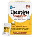 Comprimés de remplacement Globe Electrolyte pour la réhydratation, la récupération d'exercices, les athlètes jeunes et adultes, la randonnée, le camping, et la récupération sportive et plus... 50 paquets de 2 comprimés chacun, 100 comtes