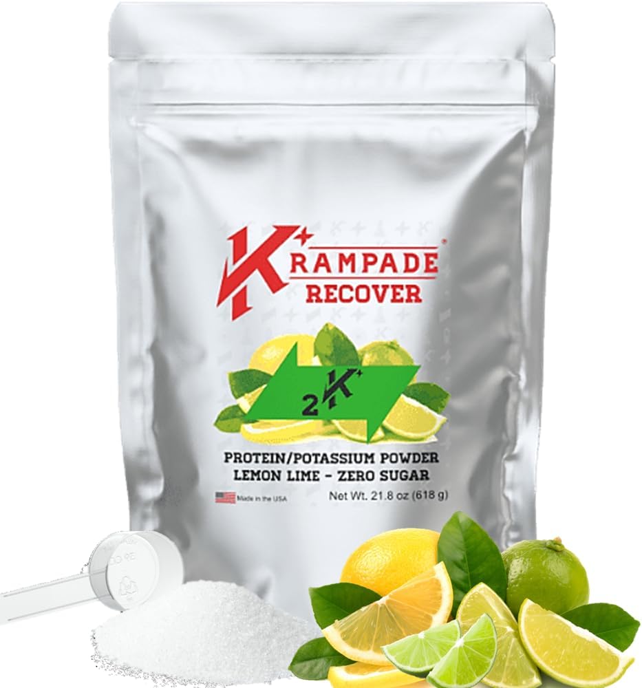 Poudre d'électrolytes de lactosérum de Krampade 30g Protéines et 7g BCAA + 2000mg Supplément de potassium + Magnésium