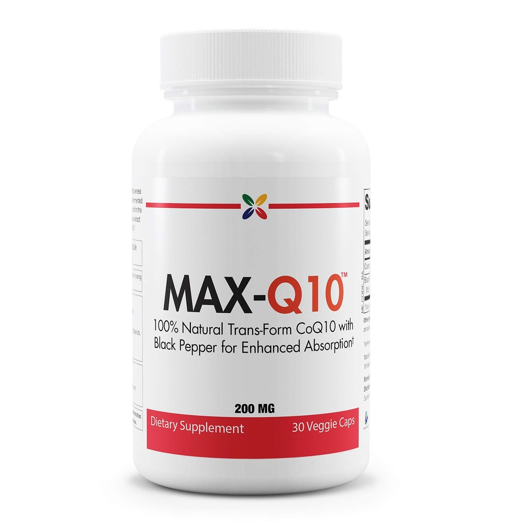 Arrêter de vieillir maintenant MAX-Q10 Coenzyme formulé avec Kaneka Q10 et extrait de poivre noir BioPerine amélioré pour haute absorption, santé cardiaque, production d'énergie 200 mg Capsules