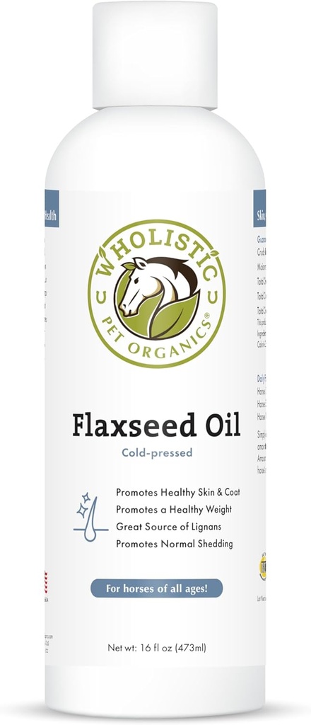 Wholistic Pet Organics Flaxseed Oil: Bio Flaxseed Oil for Horses -Flax Oil Horse Supplement mit Antioxidant Rich Rosemary und Omega 3, 6 Fettsäuren für Cardio, Immun, Haut und Mantel Gesundheit-16 Oz