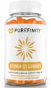 PUREFINITY Vitamin D3 5000 iu Gummies – Ihre tägliche Vitamin D Ergänzung für Knochengesundheit, Immungesundheit und Gelenkmuskelunterstützung für Erwachsene und Kinder – Glutenfrei, Non-GMO – 60 Veggie Gummies