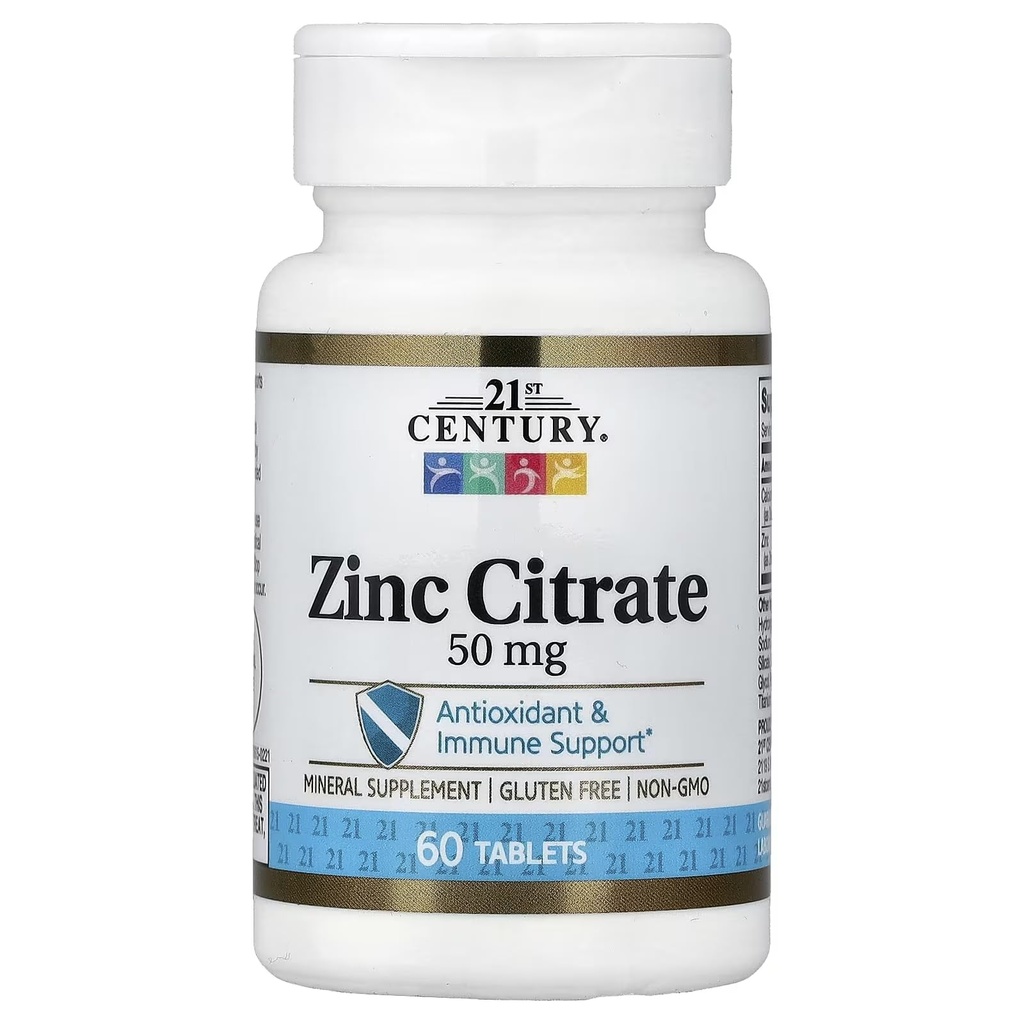 21ème siècle SantéCare Zinc Comprimés Citrate 50mg, 360 Nombre, Blanc