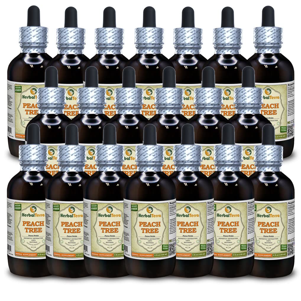 Peach Tree (Prunus Persica) Tinktur, Getrockneter Bark Liquid Extract (Markenname: HerbalTerra, Proudly Made in USA) 20x4 fl.oz (20x120 ml)