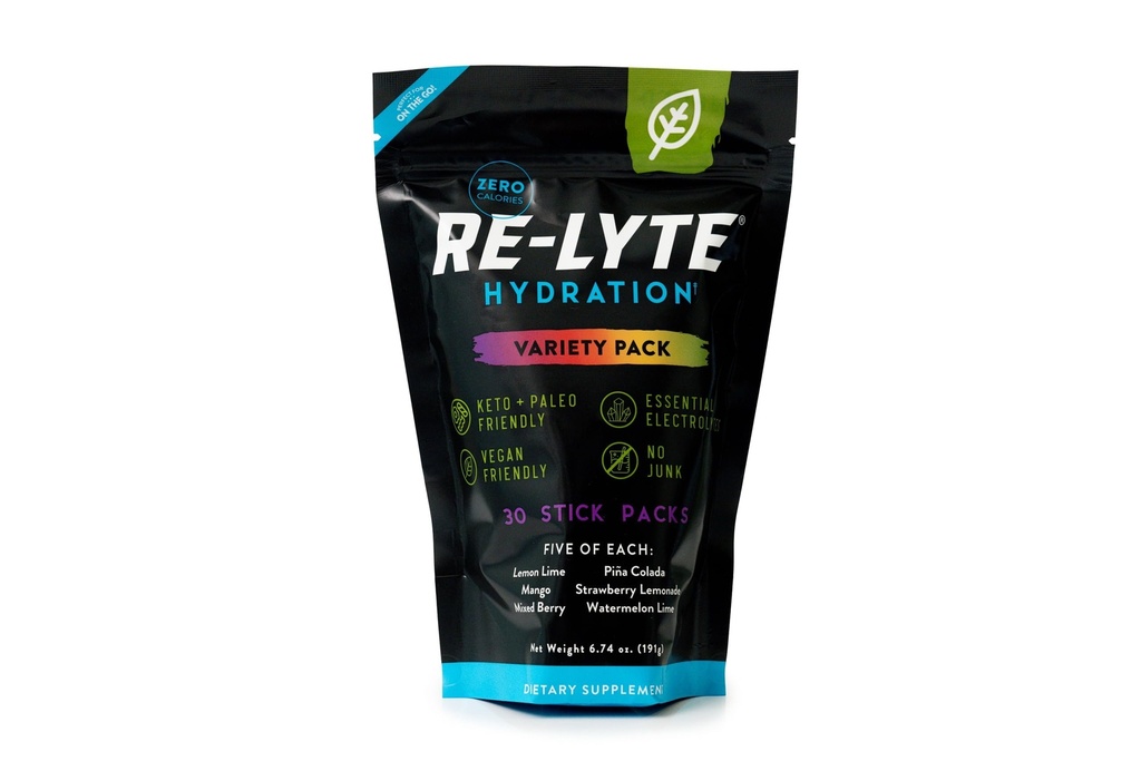 REDMOND Re-Lyte Mélange de poudre d'électrolyte d'hydratation, lot de variétés, boîtes de 30 bâtons