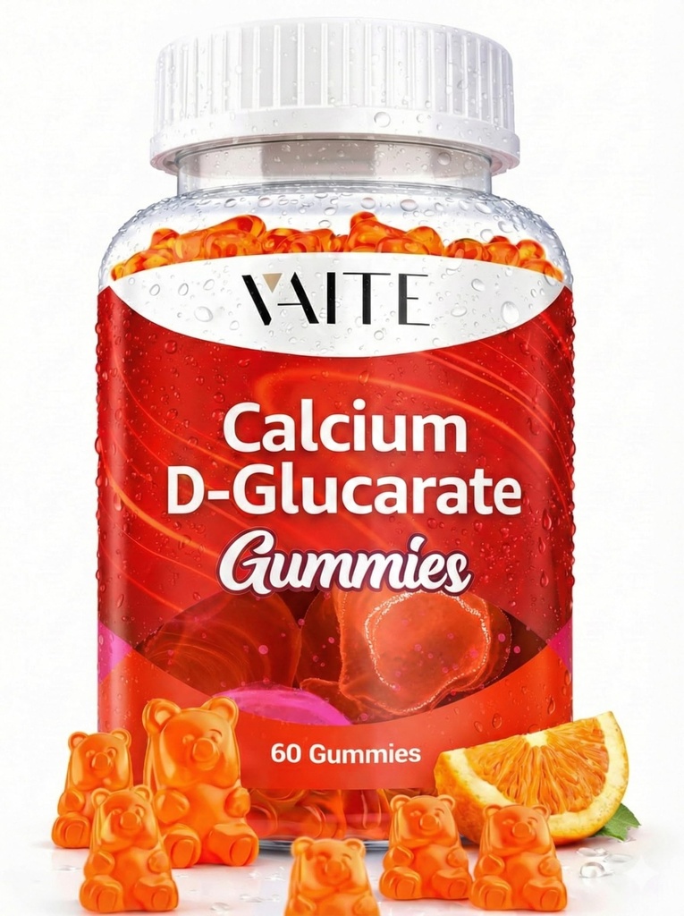 Calcium D-Glucarate Gummies 1000mg - CDG Cleanse Supplement für Männer und Frauen, Hormone Metabolismus Balance & Menopause Unterstützung, Non-GMO, Vegan, Glutenfrei, Soja Kostenlose Ergänzungen, 60 Gummy Chewables