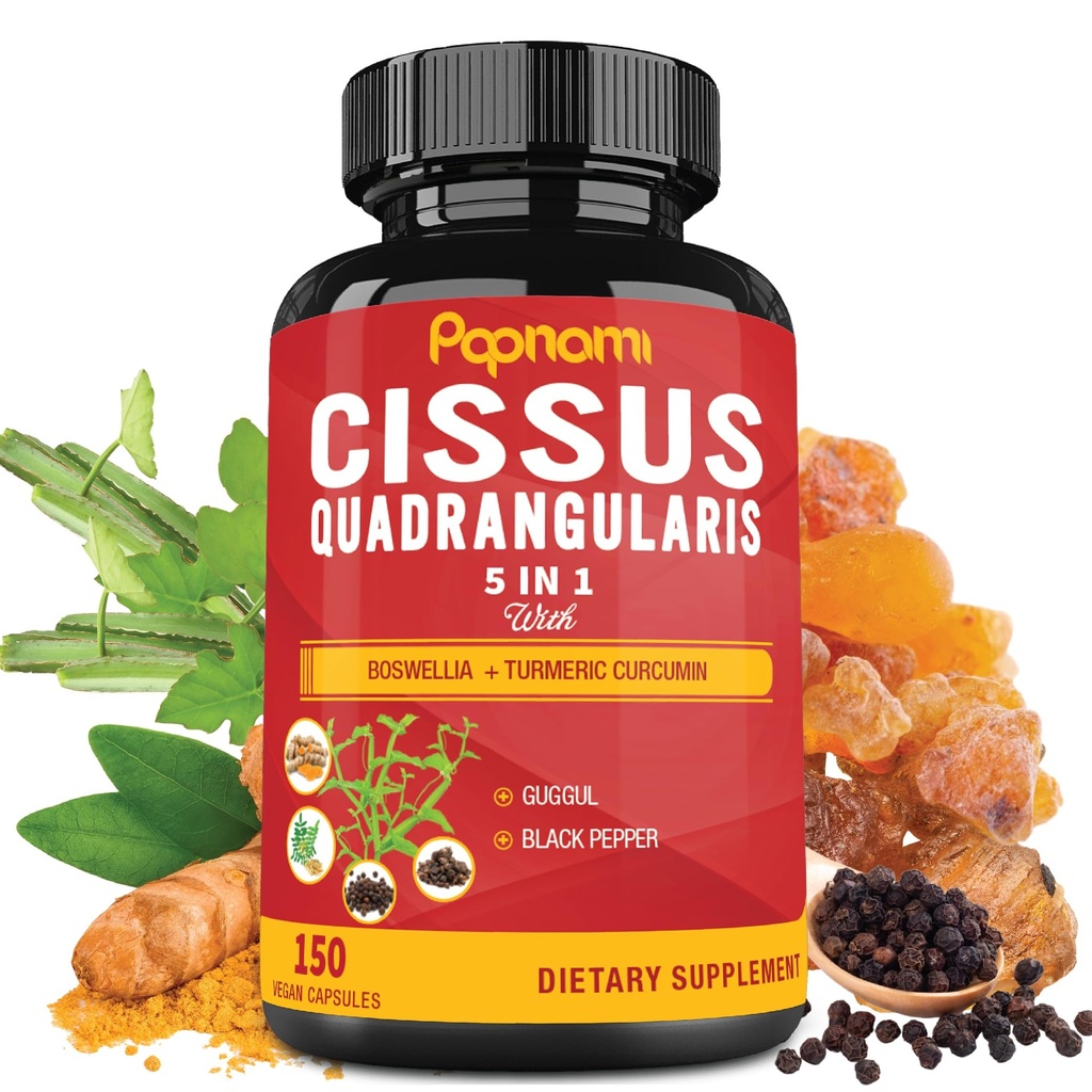 Capsules Premium Cissus Quadrangularis avec Boswellia, Guggul, Turmeric, Extrait de poivre noir - 150 Capsules - 5 mois d'approvisionnement