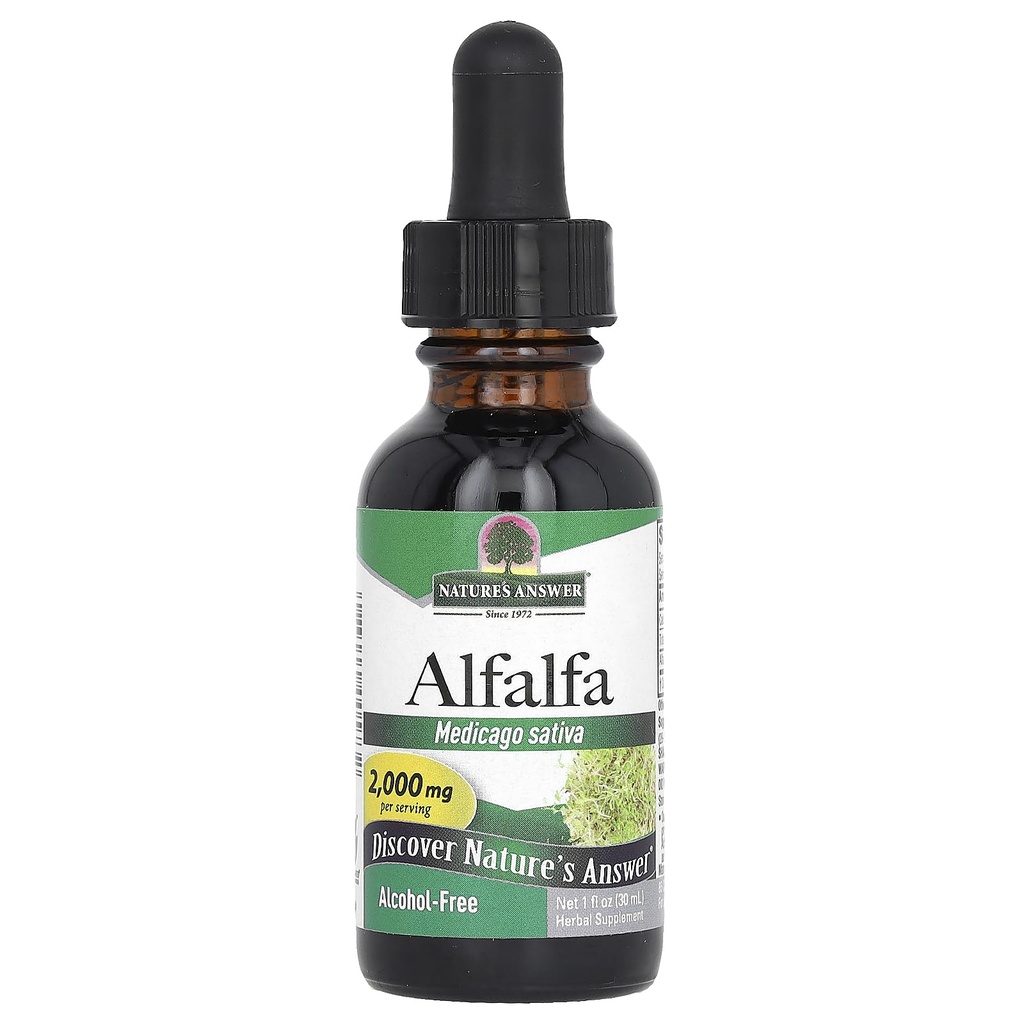 Nature's Answer Alfalfa Herb Extract, 1-Fluid Ounce soutient le système immunitaire, le sang, la digestion, les niveaux d'énergie - aide à la désintoxication