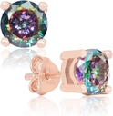 Boucles d'oreilles en argent Sterling Mystic Topaz Sterling Rose Or plaqué naturel