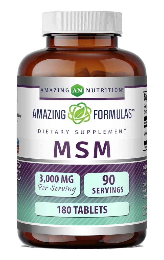 Erstaunliche Formeln MSM (Methylsulfonylmethan) Ergänzung | 1500 Mg pro Servierergänzung | 180 Tabletten | Non-GMO | Gluten Free | Made in USA