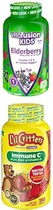 Bundle von Vitafusion Kinder Elderberry Gummy Vitamine, 60Ct + Lil Critters Kinder Immun C Gummy Supplement: 60 oder 120mg Vitamin C pro Servieren, 190 Count (95-190 Tagesangebot)