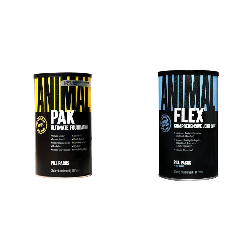 Animal Pak - Convenient All-in-One Vitamin & Supplement Pack - Zinc & Flex –Komplette gemeinsame Unterstützung Ergänzung – Enthält Kurkuma – Hilft Reparatur & Wiederherstellung Gelenke – 44 Packungen