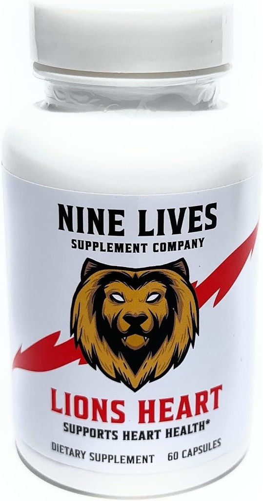NINE LIVES Lions Heart Daily Life Supplement. CoQ10, Magnesium, L-Carnitin, Tautine, Nattokinase, Niacin