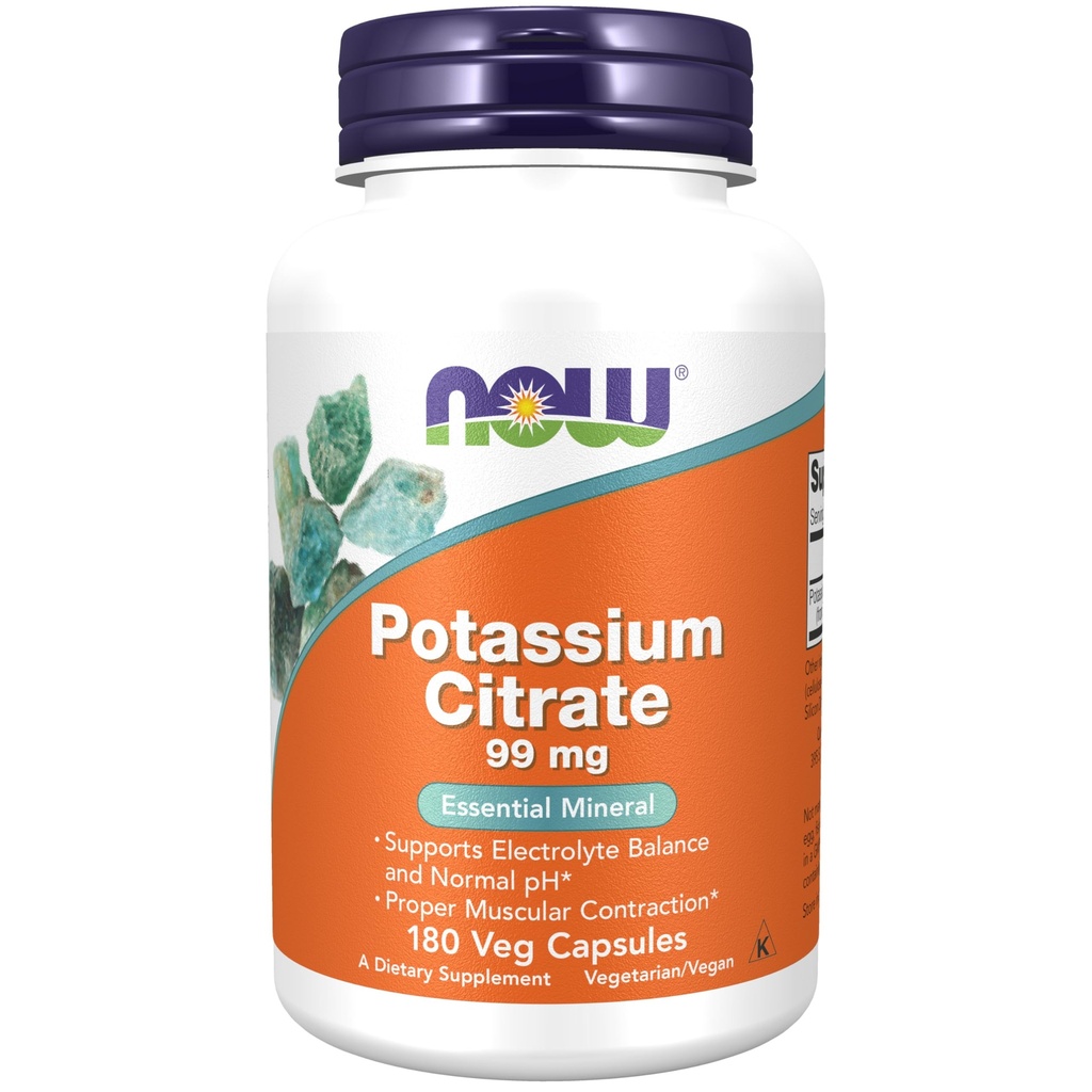 JETZT Nahrungsergänzungsmittel, Kaliumcitrat 99 mg, Unterstützt Elektrolyt Balance und Normal pH*, Essential Mineral, 180 Veg Kapseln