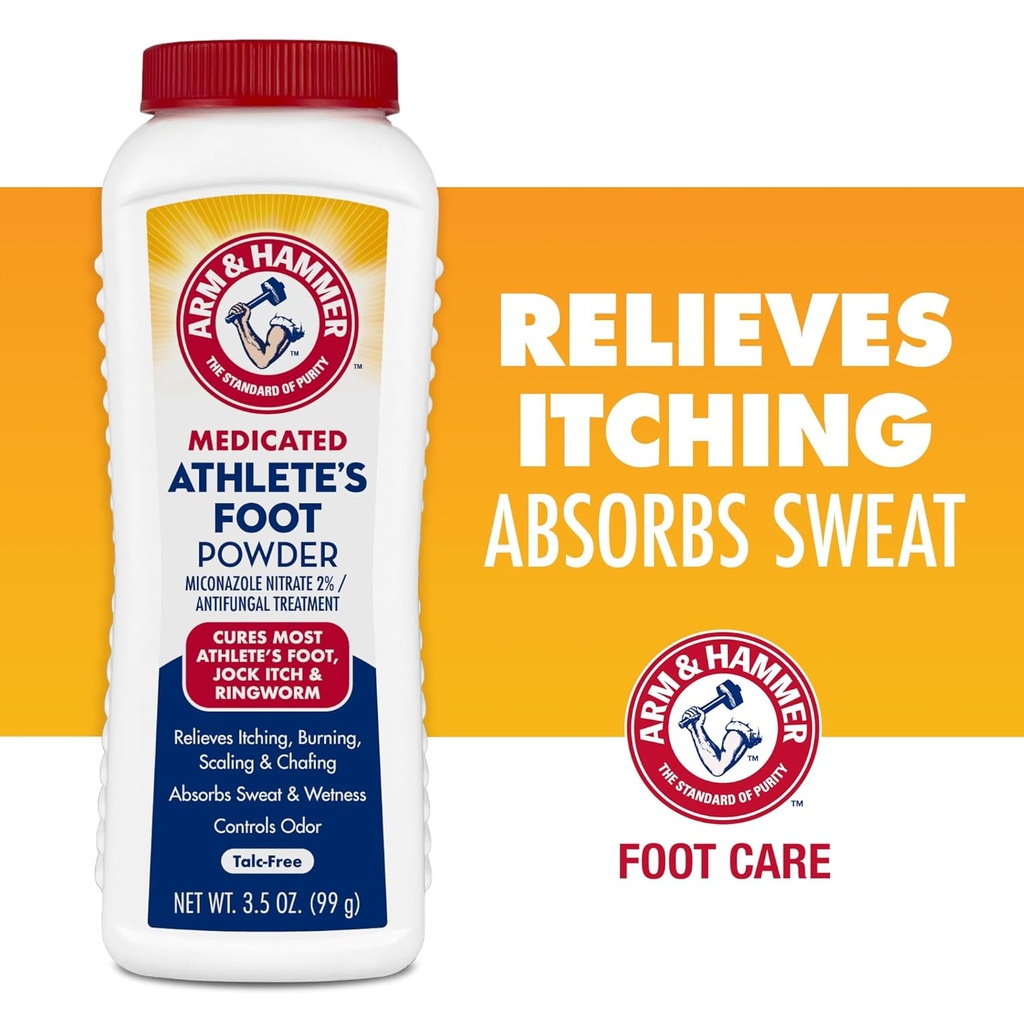 Arm & Hammer Athletes Fußpuder - Antifungal Behandlung für Füße mit Back Soda - Relieves Itching, Burning und Odor - Klinisch bewährte Formel - 3.5 oz 4 Pack (4)