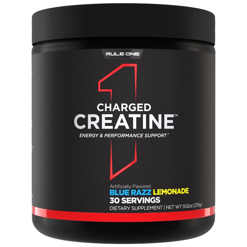 Regel 1 Charged Creatine - Multi-Function Workout Supplement mit Kreatin, Elektrolyt und Energie Blends für Intensität, Leistung und Hydration Unterstützung (30 Servierungen, Blue Razz Lemonade)