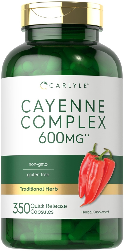 Carlyle Cayenne Pfeffer Kapseln 600mg | 350 Pillen | Non-GMO, Glutenfreie Ergänzung
