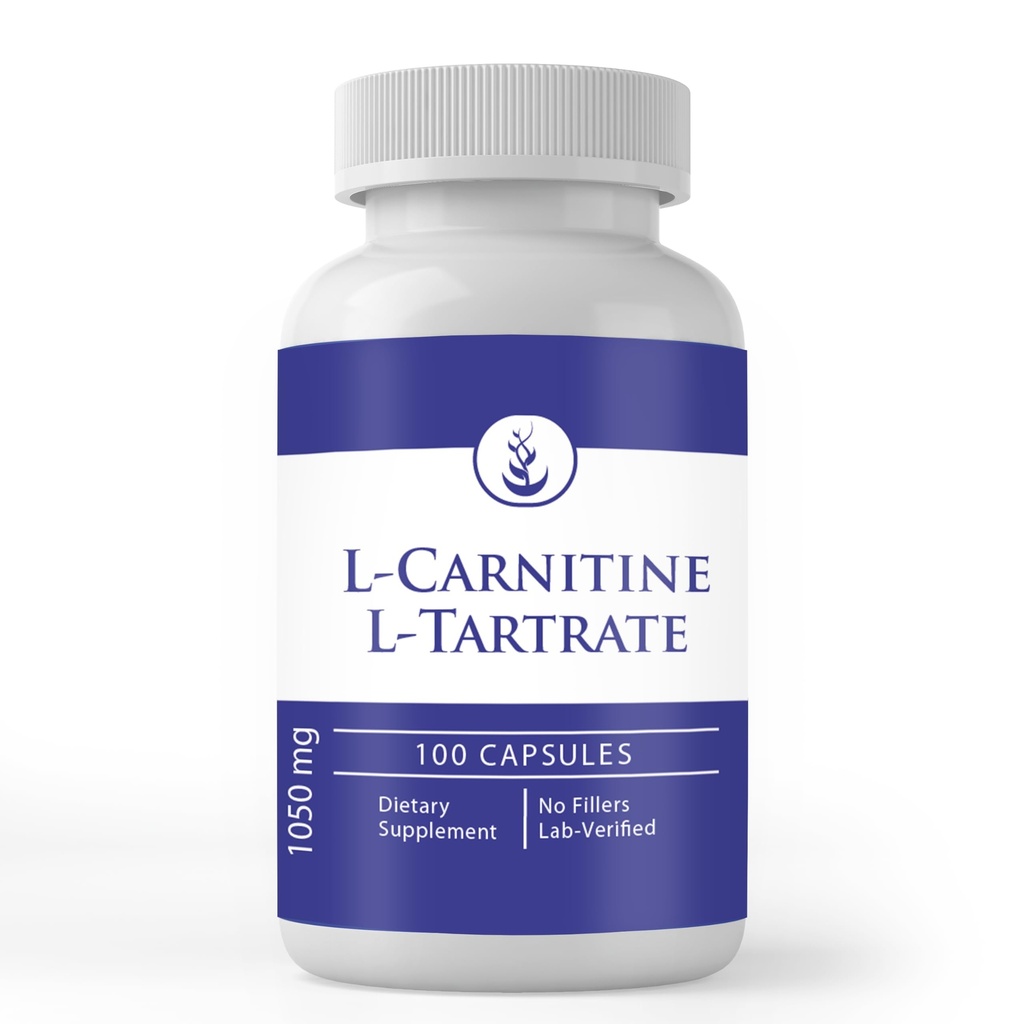 Ingrédients originaux purs L-Carnitine L-Tartrate (100 Capsules) Toujours Pure, Pas d'additifs ou de remplissages, Vérifié en laboratoire