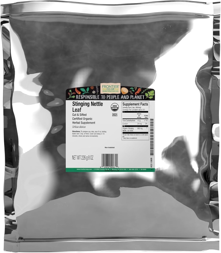 Frontier Co-op Organic Sting Nettle Leaf, 1lb Bulk Bag, Cut & Sifted - Ideal für Nettle Tea, Kosher Zertifiziert