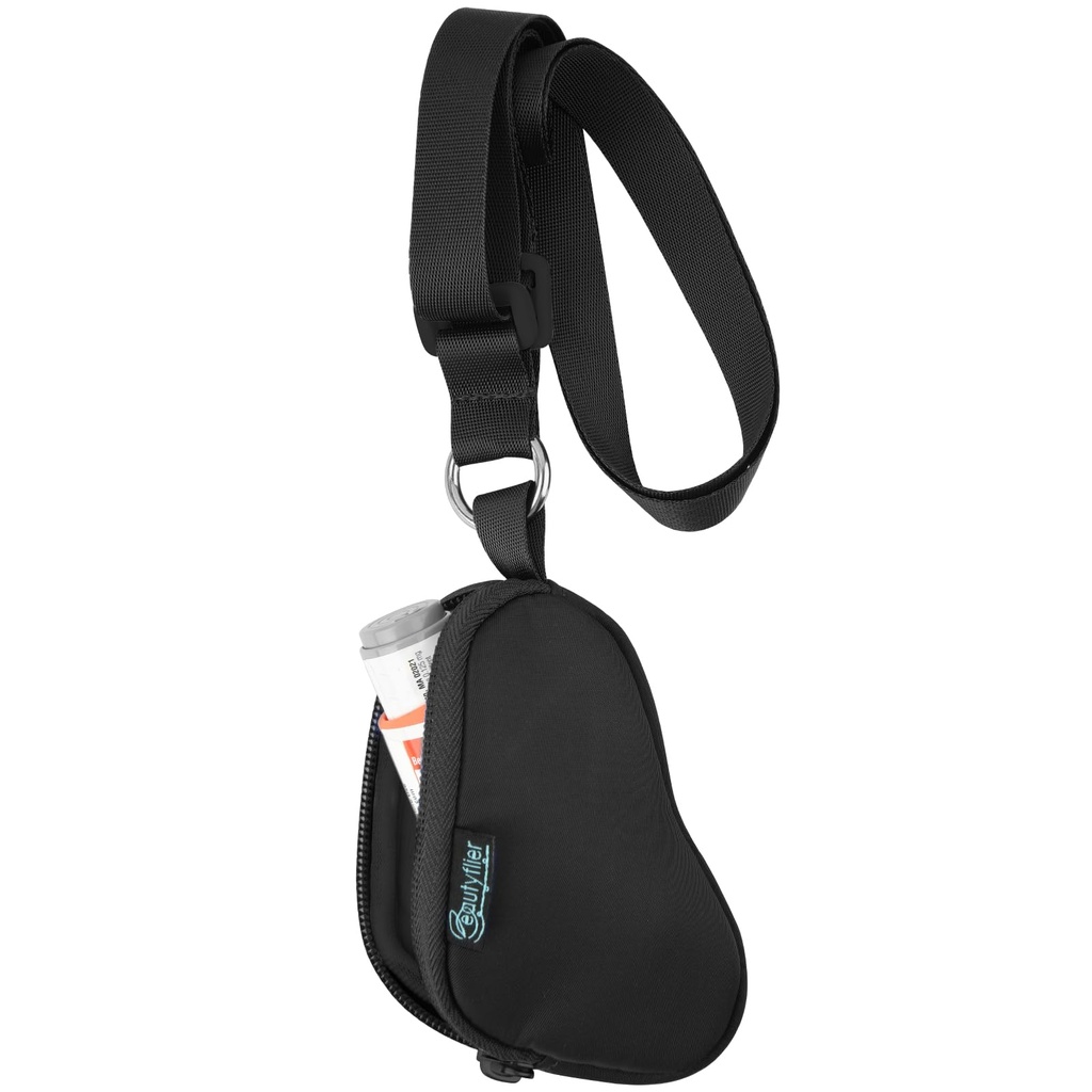 Beautyflier Asthma Inhaler Case Lanyard Holder Schlüsselanhänger Reisen Handy Mini Tasche für Erwachsene und Kinder, Nicht enthalten Inhaler (Schwarz)