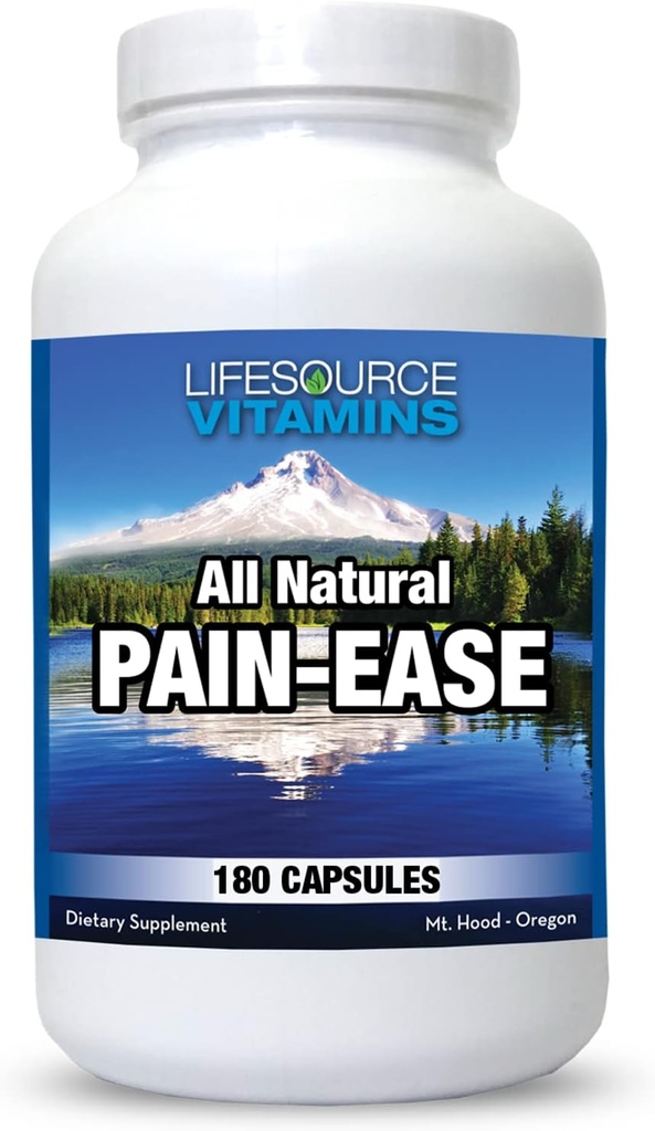 LifeSource Vitamines All Natural Pain Ease – 20 Herbes et enzymes synergiques qui soutiennent naturellement et en toute sécurité : Mal de tête et de migraines - genou – épaules – articulations – douleur des jambes – tension
