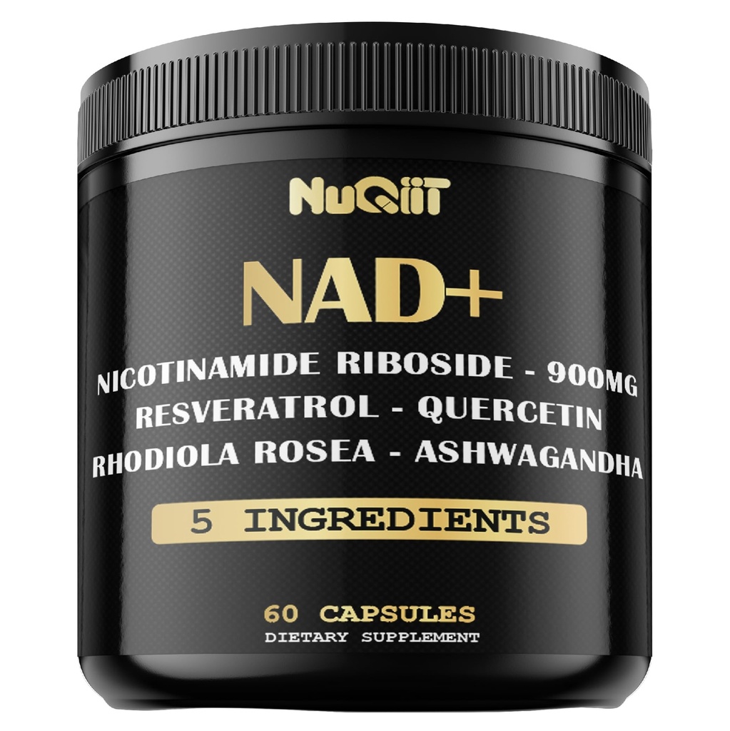 NAD+ Ergänzung mit Nicotinamid Riboside, Resveratrol, Quercetin, Turmeric, Rhodiola Rosea - 60 Count