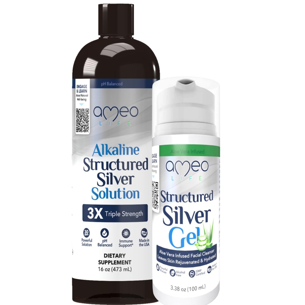 Ameo Life Kolloidales Silbergel mit Aloe Vera & Colloidal Silver Liquid Bundle