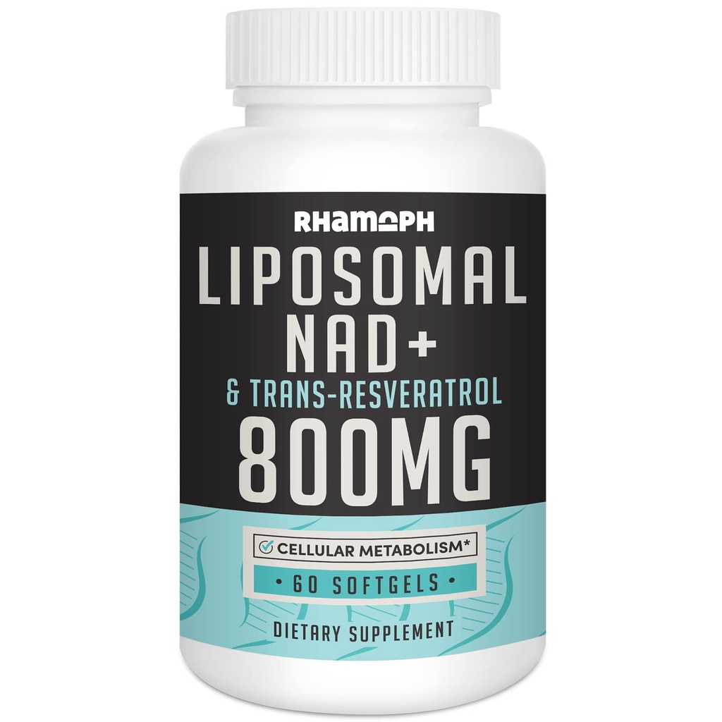 Liposomale NAD+ 800 mg mit Trans-Resveratrol 300 mg, Max Absorption, Actual NAD+ Steigende Ergänzung für gesundes Altern, Zelluläre Energie, DNA Reparatur, Langlebigkeit - 60 Softgels