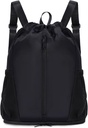 sportnew Drawstring Rucksack Sport Gym Tasche mit Schuhen Compartment, String Rucksack Cinch für Frauen Männer, Wasser-Resistant Drawstring Tasche für Workout Reisen, Leicht, Schwarz, Patent Pending