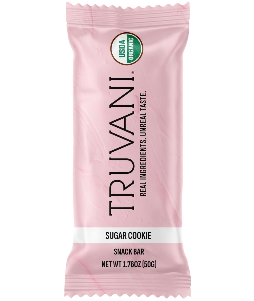Truvani Plant Based Snack Bars | Sugar Cookie 1 Pack | 6g Protein | USDA Organic and Vegan | Die einzige Bar | Dairy, Soy und Gluten Free | Individuell Wrapped