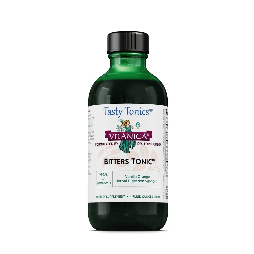 Vitanica Bitters Tonic, Flüssige Verdauungsergänzung, Verdauungsunterstützung, Alkoholfrei, Vanille Orange, Vegan, 4 Unze (Bitter Tonic)