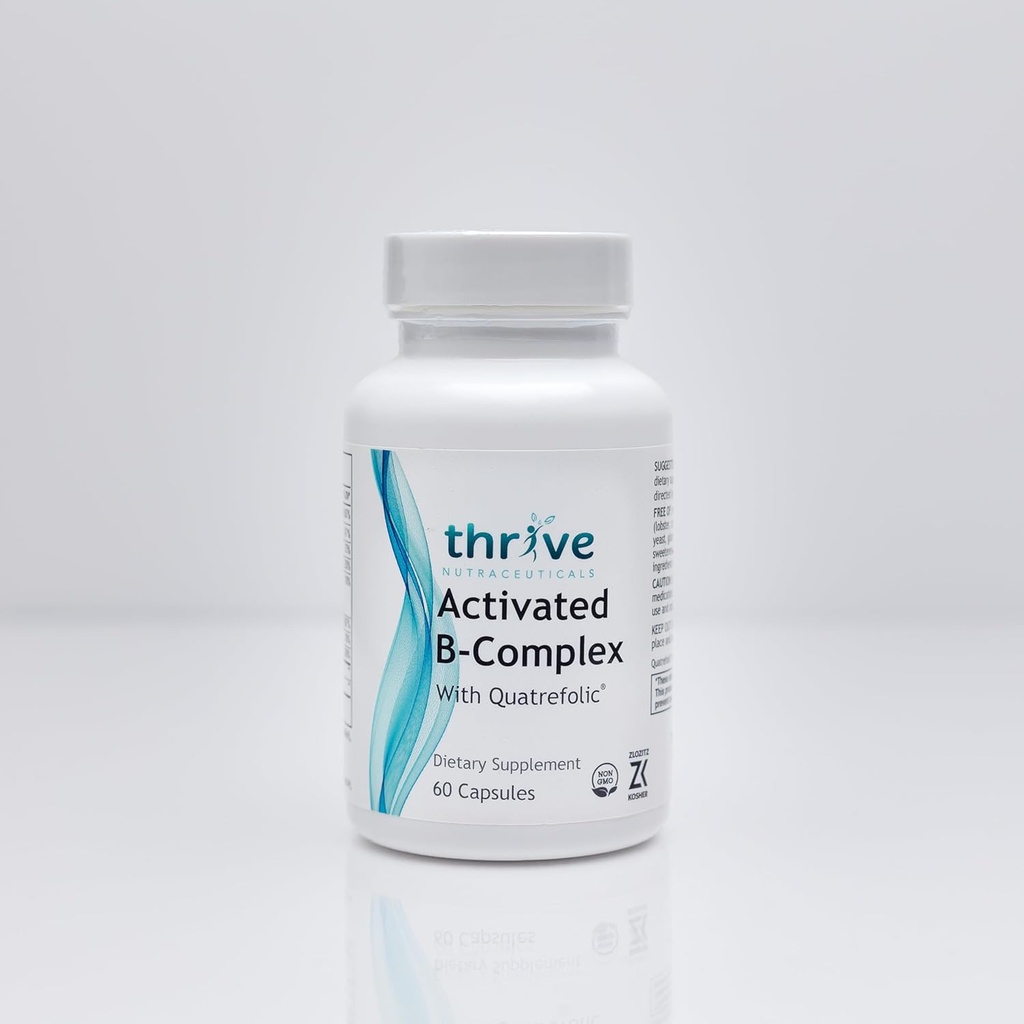 Thrive Nutraceuticals Activated B-Complex mit Quatrefolic - 60 Non-GMO Kapseln - Kosher Nahrungsergänzung für optimale Gesundheit - frei von Hefe & Gluten, unterstützt Energie & Kognitive Funktion