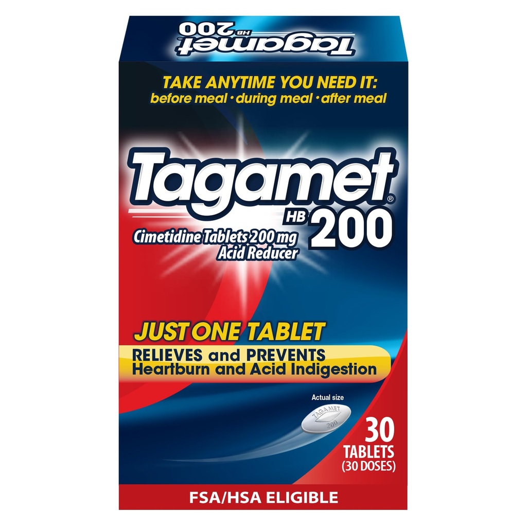 Tagamet HB 200 mg Réducteur acide de la cimétidine et soulagement des brûlures d'estomac, soulagement et prévention de l'indigestion, 30 Compte