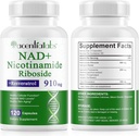 120 Count NAD Plus Supplément, Liposomal Nicotinamide Riboside Capsules 900MG avec Resvératrol & Quercetin, Nicotinamide haute pureté pour anti-âge, Gégénération cellulaire/énergie/Immune Booster