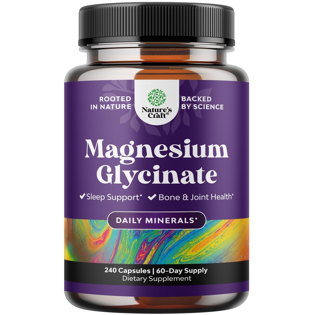 Pure Magnesium Glycinate Supplement 400mg pro Servierung - Vegan High Absorption Chelat Magnesium Kapseln für Frauen & Männer mit Elemental 400mg für Mood Schlaf und Entspannung Unterstützung - 240 Zähler