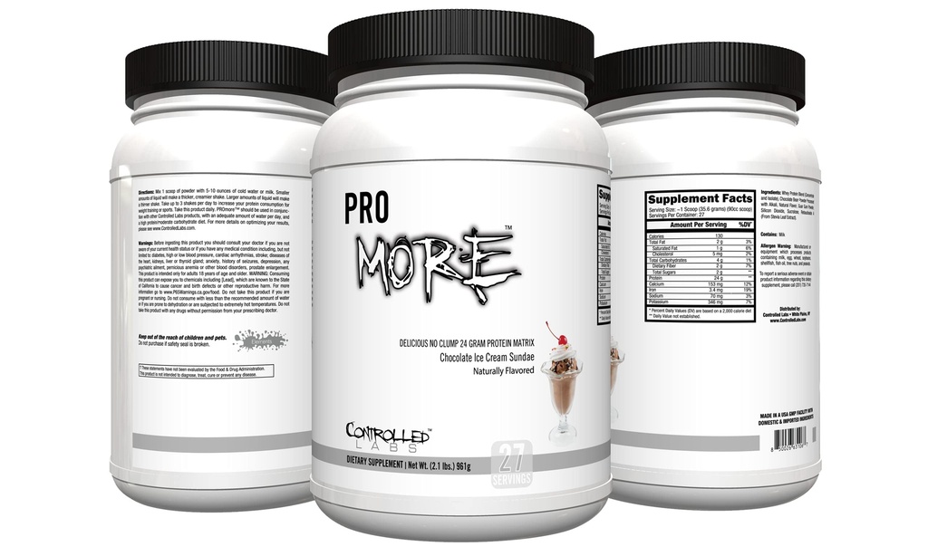 KONTROLLED LABS PROmore Protein Powder (27 Servierungen) - 24g Protein Per Scoop - 94% Zuckerfrei, Premium Smooth-Drink Formel (Chocolate Ice Cream Sundae) (27 Servierungen, Schokoladeneissonne)