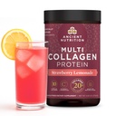 Ancient Nutrition Collagène Peptides Poudre, Protéines Multi Collagènes, Femmes & Hommes, Vitamine C, Probiotiques, Collagène Hydrolysé, Supporte la peau, articulaires, Santé des Guts, Lémonade de Fraise, 24 Servants
