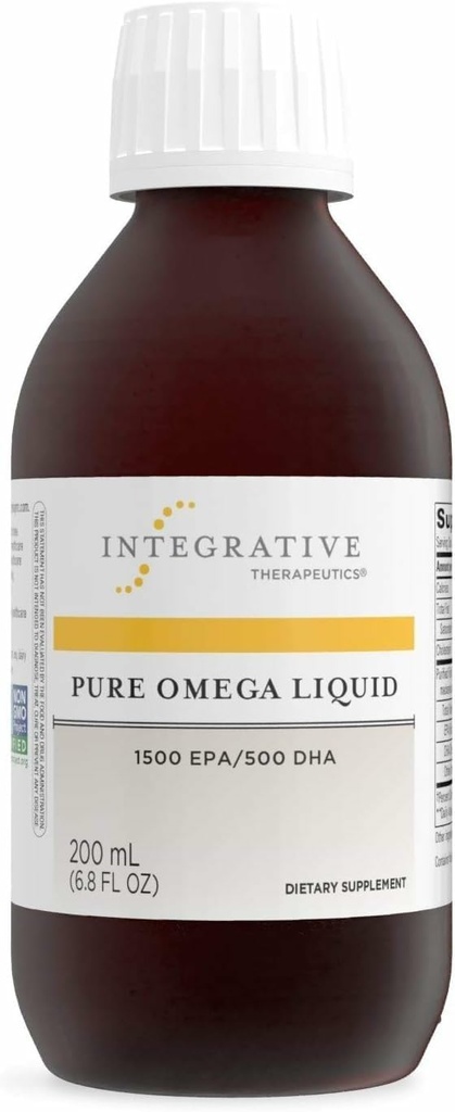 Integrative Therapie Pure Omega Liquid - Fish Oil Supplement for Nutritional Support - Supports Heart Health* - No Fishy Burps - Sustainable Sourced - Dairy-Free - Lemon, 6.8 fl oz (40 Servierungen)