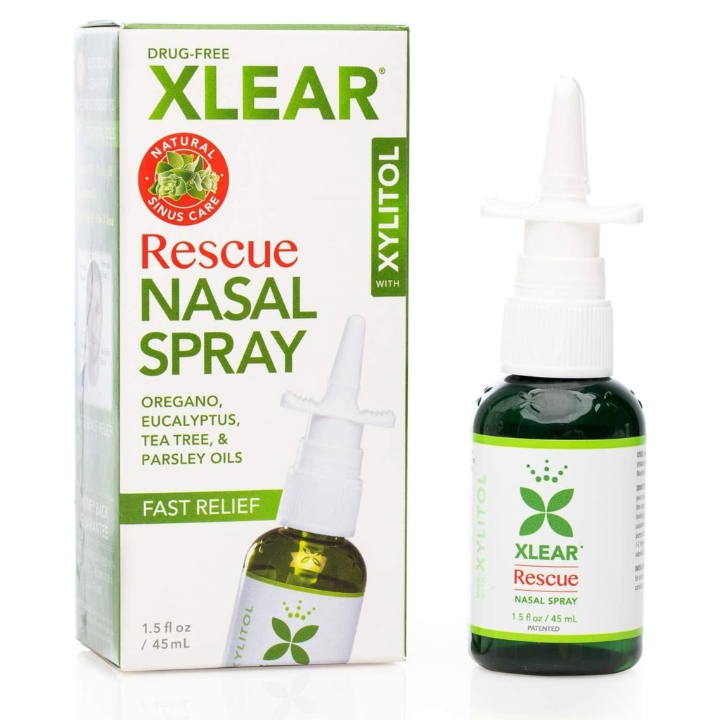 Spray nasal naturel de sauvetage de Xlear avec Xylitol, Origan et Tea Tree, 1,5 fl oz (paquet de 1)