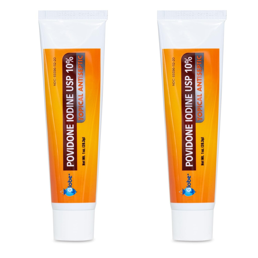 Globe (2 Pack) Povidone Iodine 10% Erste Hilfe Salbe 1 Oz, für Schnitte Scrapes Burns (Compare to Betadine)