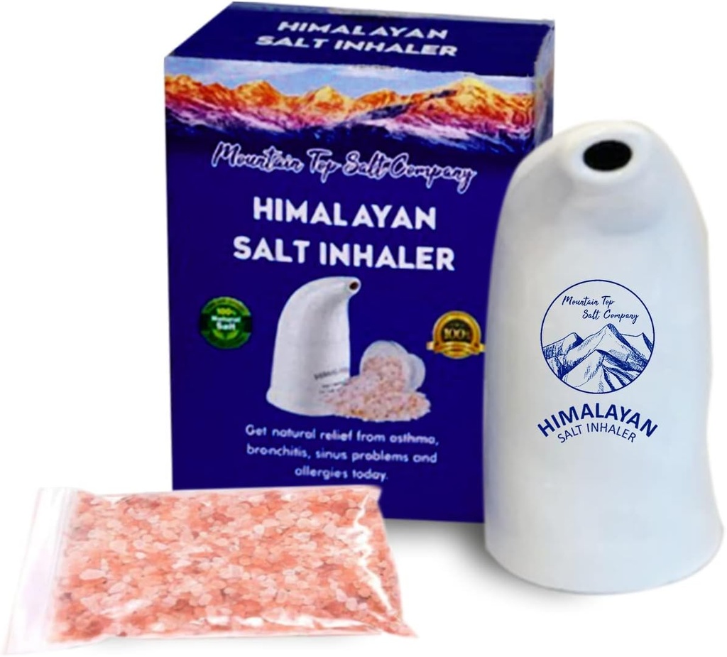 Keramik Himalayan Salz Inhalator mit Himalayan Rosa Kristall Salz – Groß für Allergiker, Asthma Relief und andere Atmungsbedingungen – Handheld und Tragbar