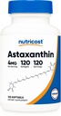 Nutricost Astaxanthin 4mg, sans gluten et sans OGM, 120 Softgels (4 mois d'approvisionnement)