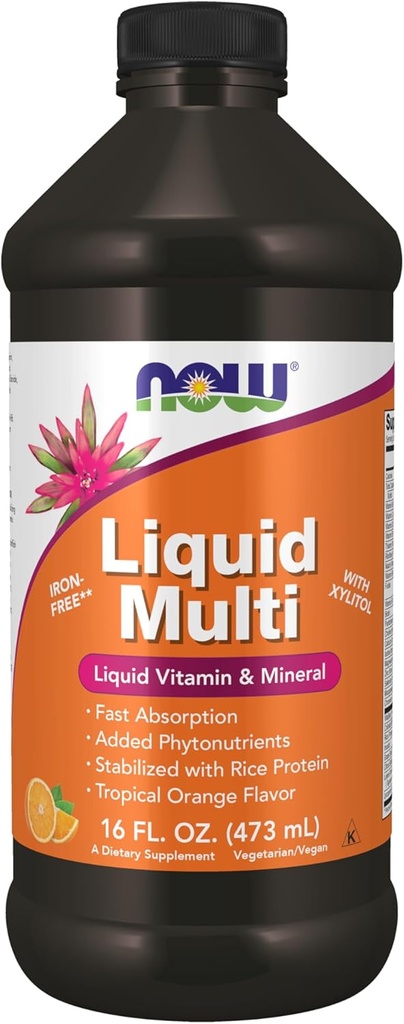 JETZT Nahrungsergänzungsmittel, Liquid Multi, Tropical Orange Flavor, schnelle Absorption, mit Phytonutrients, 16-Ounce