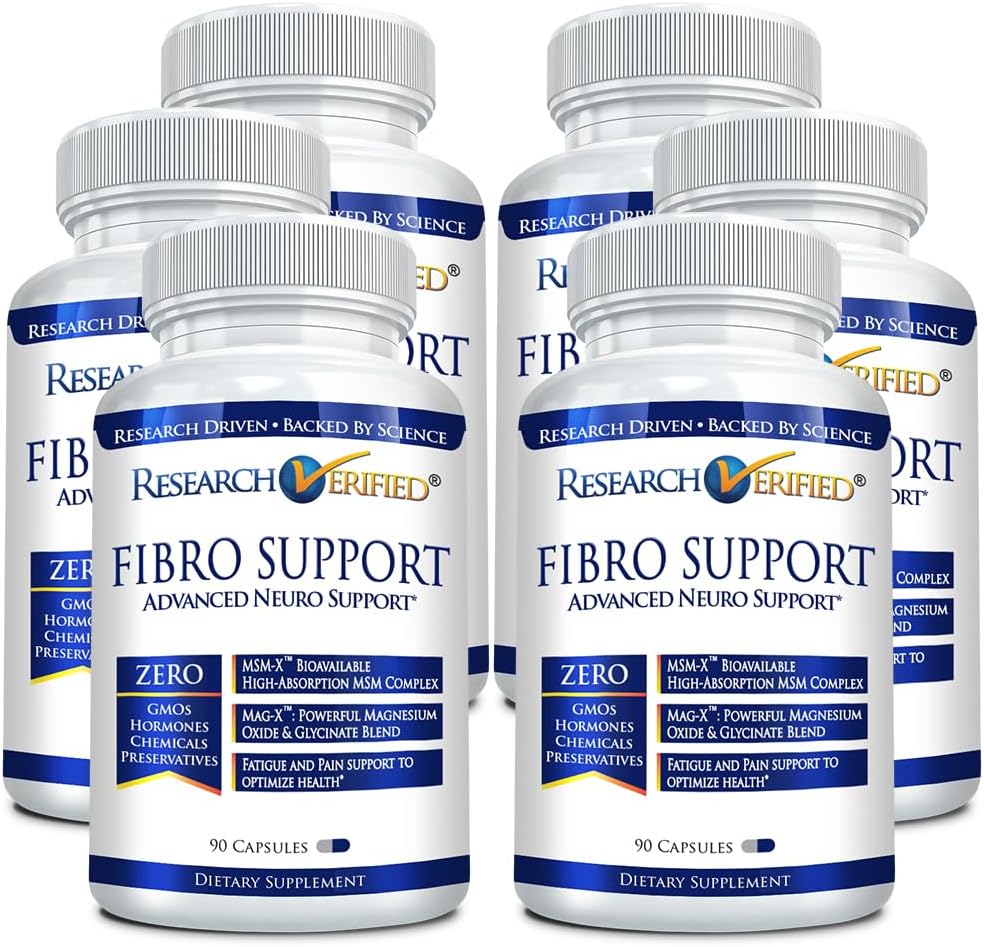 Forschung Verifizierte Fibro Unterstützung - 540 Kapseln - MSM, Magnesium, Vitamin D3, BioPerine - 6 Monate Versorgung - Vegan