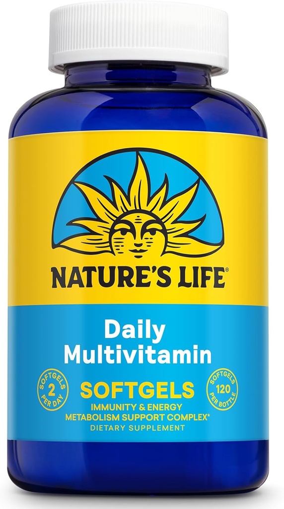 Nature's Life Daily Multivitamin für Männer und Frauen - Komplettes Multivitamin mit Eisen - Tageswert der wichtigsten Vitamine und Mineralstoffe - Gesunde Energie und Immununterstützung - 60 Serv, 120 Softgels