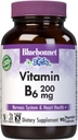 Bluebonnet Nutrition Vitamin B6 Gemüse Kapseln, 200 mg, Für Herz-Kreislauf- und Nervensystem Gesundheit, Sojafrei, Glutenfrei, Kosher, Dairy Free, Vegan, Non-GMO, 90 Gemüsekapseln, 90 Serviergeräte