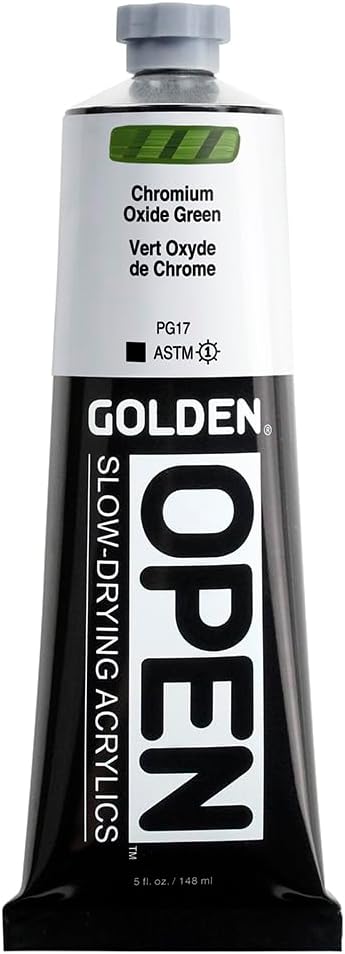 OUVERT Acryliques à séchage lent par GOLDEN, Vert oxydé de chrome, tube de 5 fl oz, Peinture acrylique professionnelle, Opaque