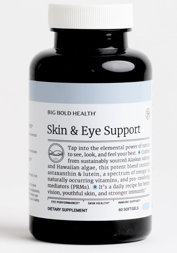 BIG BOLD HEALTH Skin & Eye Support Omega-3 Supplement mit Alaskan Lachsöl, DHA, Astaxanthin & Lutein für Vision, Hautgesundheit & Immunität (60 Softgels)