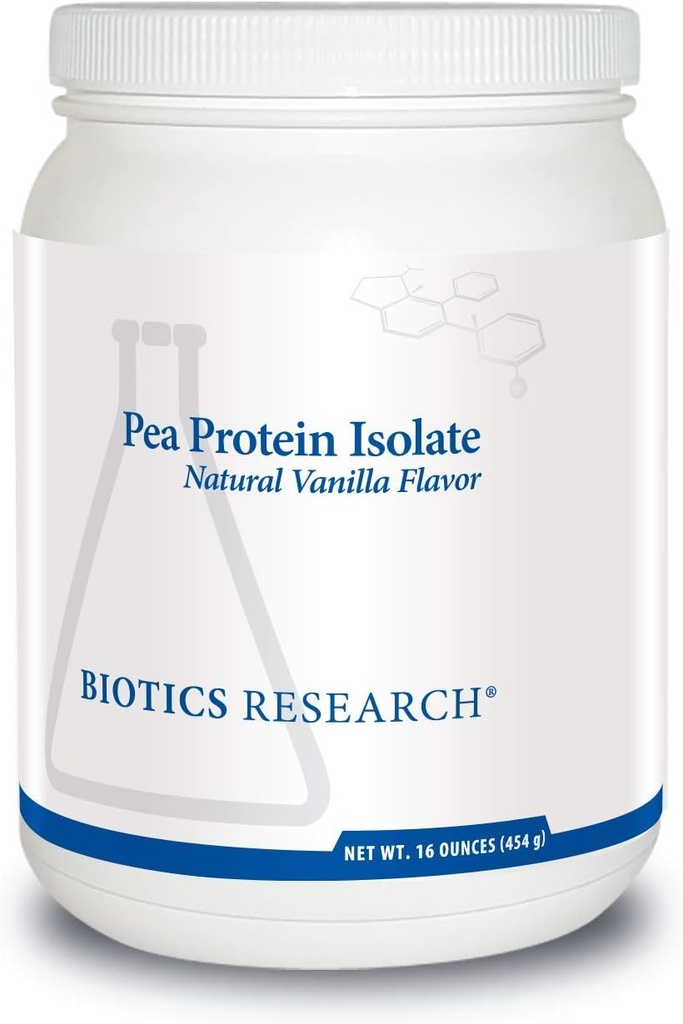 Recherche en biotique Isolation naturelle des protéines de pois aromatisées de vanille, mélangées facilement avec de l'eau ou du jus, protéines de pois premium, 21 grammes de protéines propres par portion 16 onces