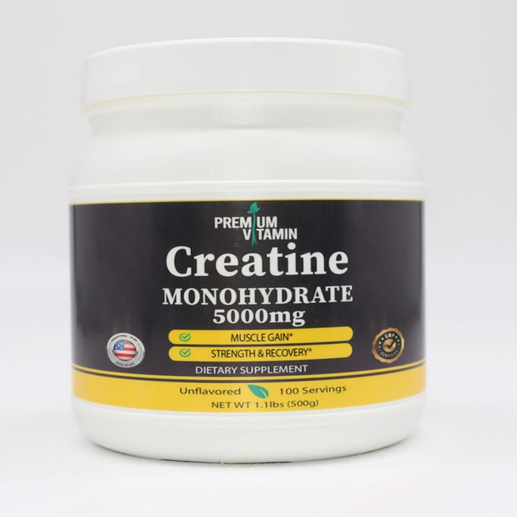 Kreatin-Monohydrat-Pulver - Muskelaufbau & Erholung - Pure Unflavored Creatine Powder - 5g Pro Scoop - 5000mg pro Servierung - Kreatin-Ergänzung für Männer & Frauen - 500 Gramm