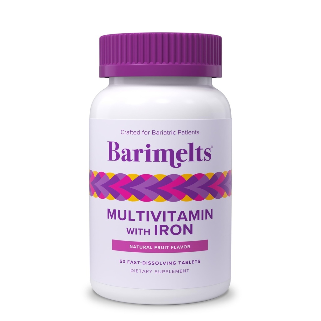 BariMelts Multivitamine bariatrique avec fer, 60 comprimés à dissolution rapide (1 mois d'approvisionnement), vitamine bariatrique sans sucre pour les femmes, saveur de fruits naturels